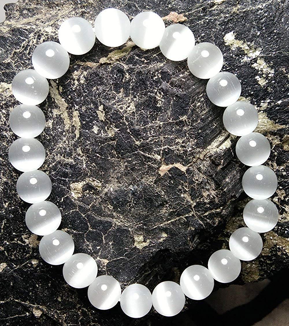 Natural AAA White Selenite Stretch Bracelet - 7-7.5
