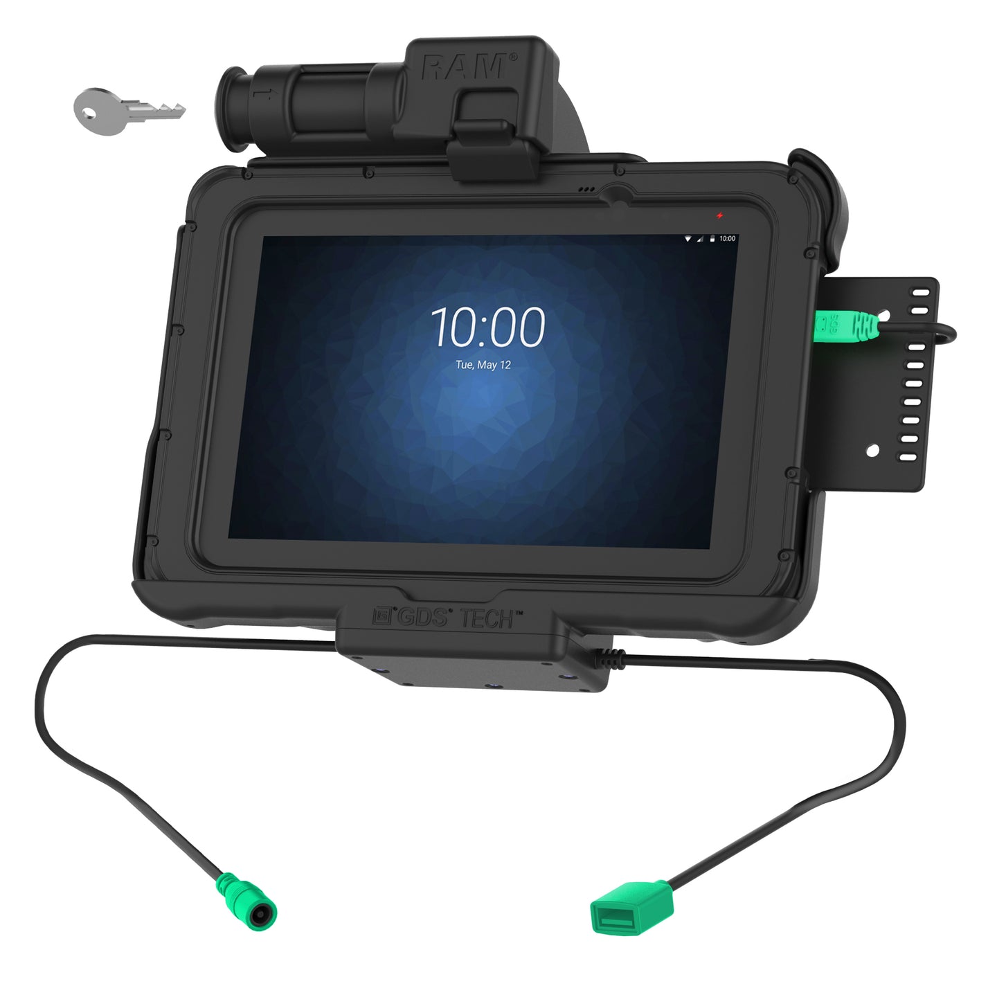 GDS® Key Locking Power & Data Dock for Zebra ET5x 8.3 & 8.4 Series - Secure Charging Station with RAM Mount (Model ZE10PDKLU) - Ideal for Retail, Warehouse & Logistics Use