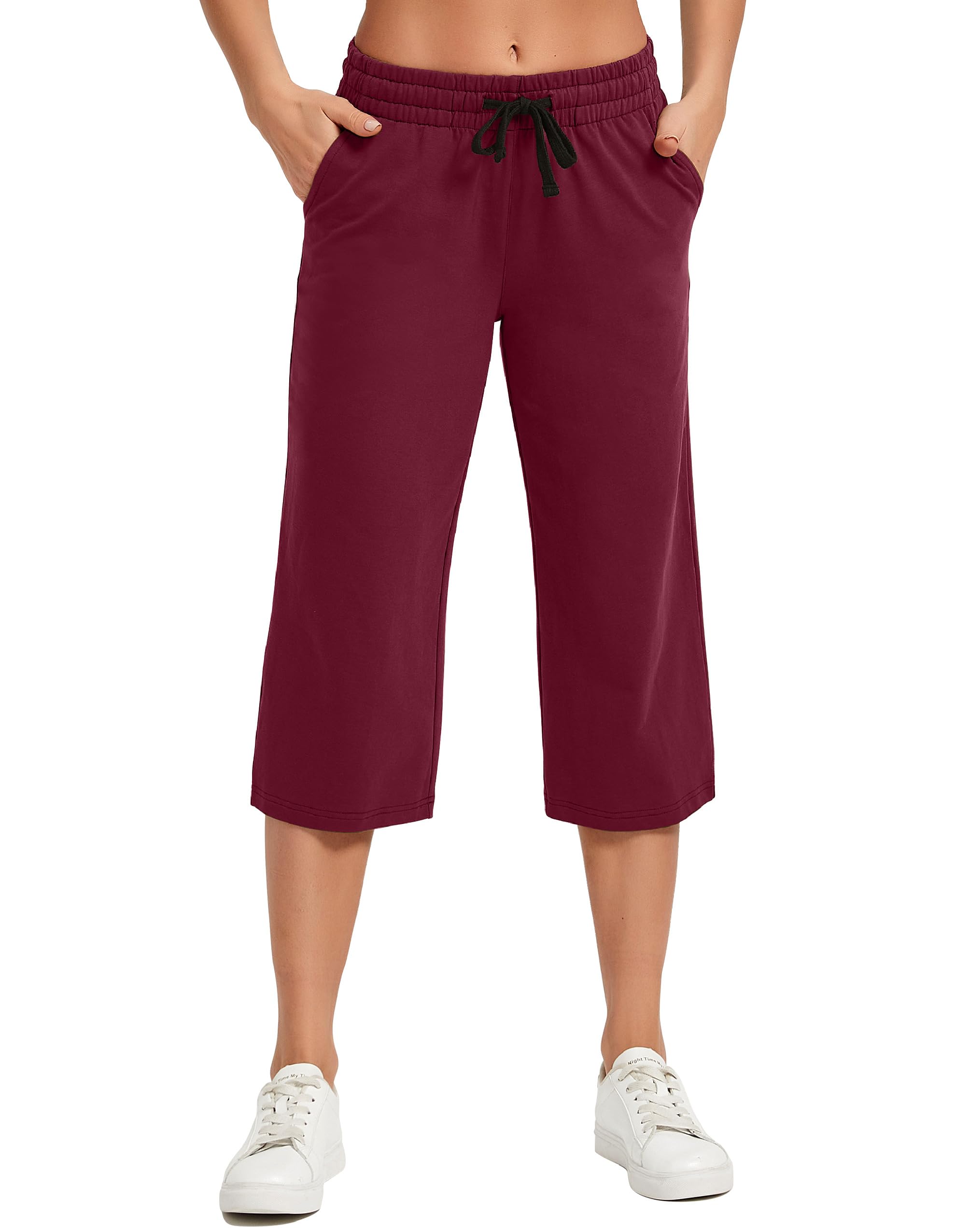 SPECIALMAGIC Women's Cotton Capri Yoga Pants - Wide Leg Lounge Pajama Pants, Sweatpants for Workout, Running & Home Relaxation | Perfect for Yoga, Gym, Travel & Casual Wear