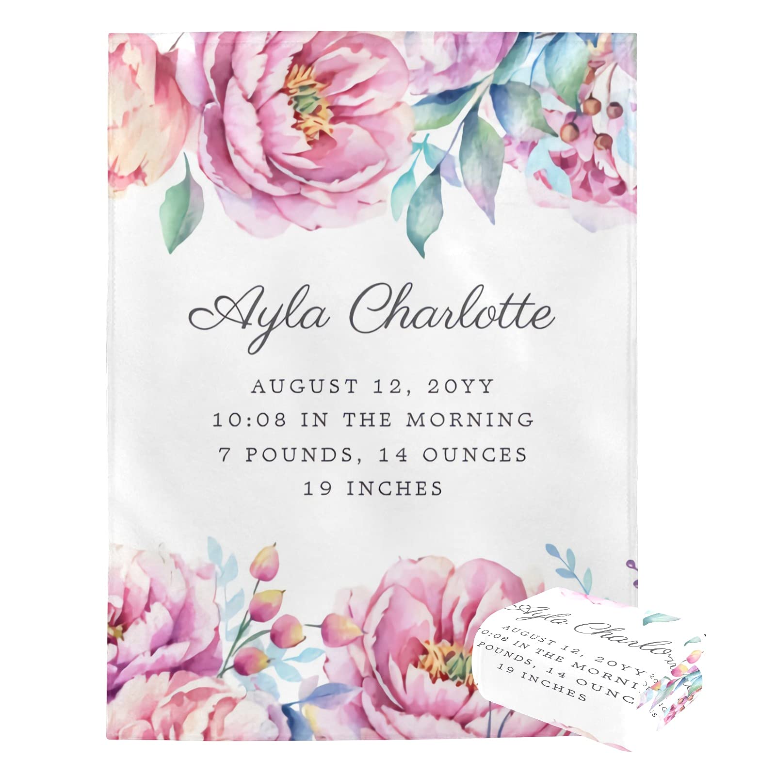 Personalized Baby Blanket with Name - Custom Embroidered Baby Blankets for Boys & Girls | Super Soft Newborn Blanket | Perfect Baby Shower Gift & Nursery Decor | Ideal for Cuddling, Swaddling & Photo Props
