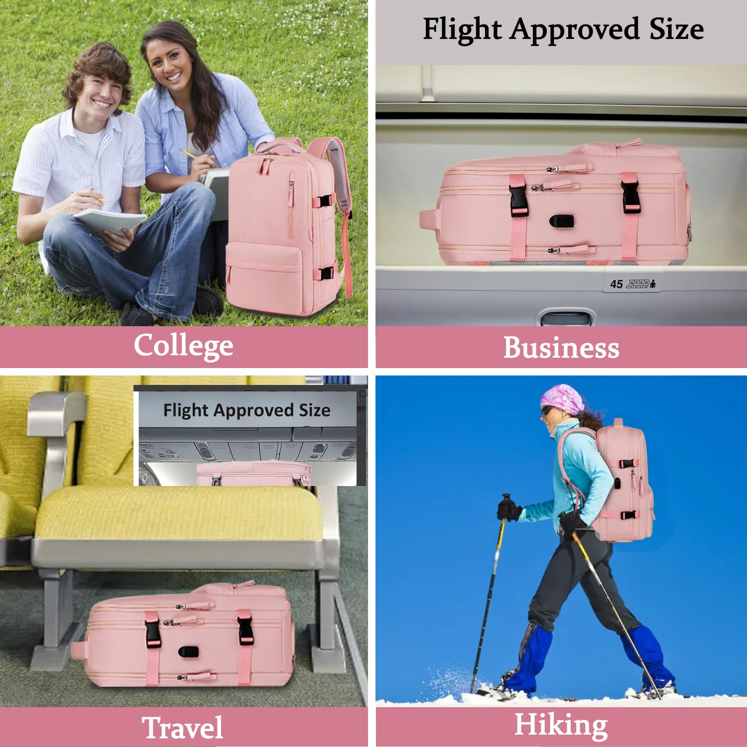 Women's Travel Laptop Backpack - Airline Approved Carry On with Shoe Compartment for 16