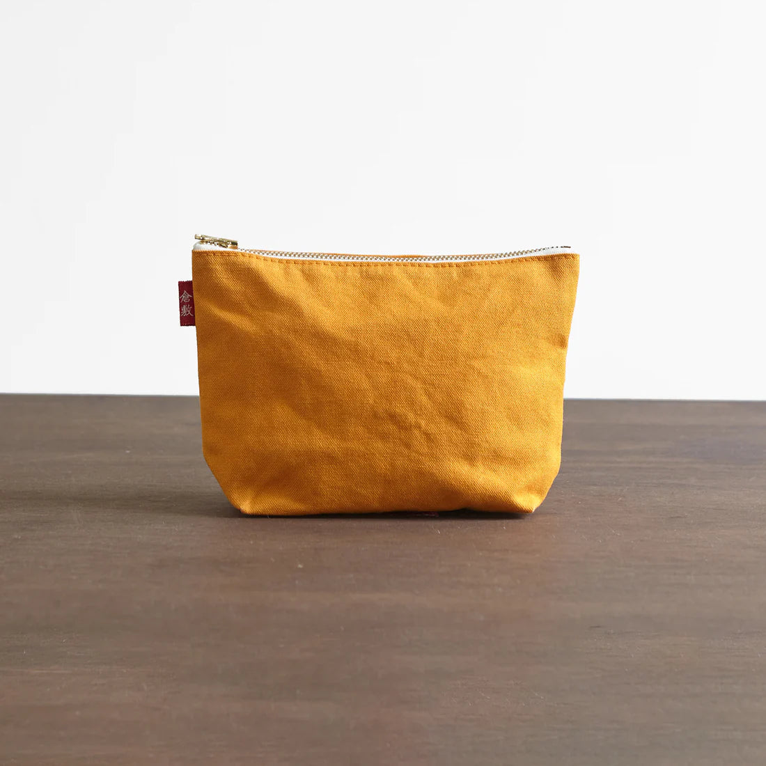 Kurashiki Hampu Canvas Boat Shaped Pouch - Large Size Orange Japanese Style Storage Bag for Travel, Cosmetics & Daily Essentials