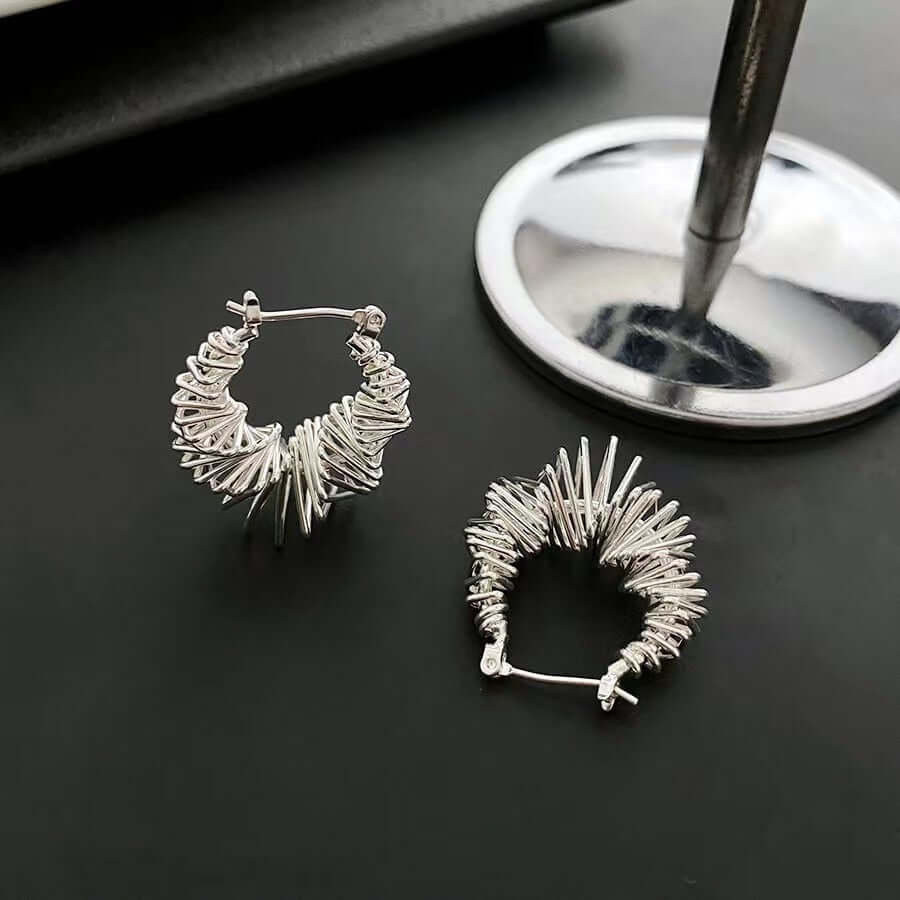 Trendy Spiral Triangle Hoop Earrings for Women | R1619 | Perfect for Parties, Date Nights & Everyday Wear