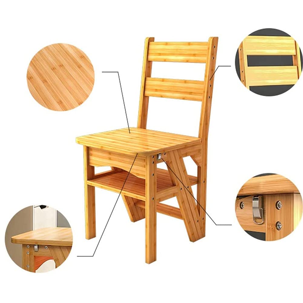 NEVKA 4-Step Folding Convertible Step Stool Ladder - Multifunctional Library Stool, Decorative Home Step Stool for Kitchen, Bathroom & Closet Organization - Space Saving Step Ladder for Adults & Kids