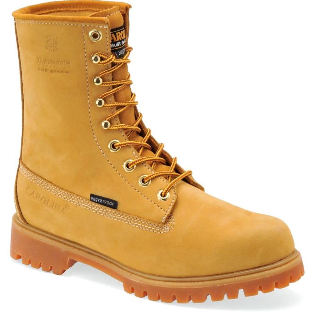 Carolina Journeyman 8 Inch Insulated Waterproof Work Boots for Men - Nubuck Leather with 200G Thinsulate, Oil & Slip Resistant Rubber Lug Outsole, EH Safety Rated - Ideal for Construction, Winter Work & Outdoor Jobs