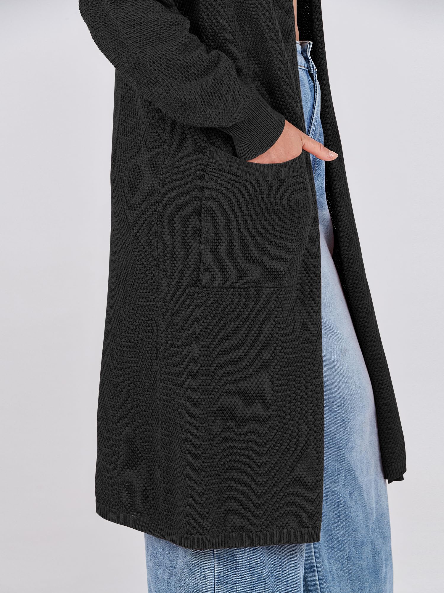 ANRABESS Women's Long Cardigan Sweater - Open Front Long Sleeve Slouchy Oversized Coat, Chunky Knit Waffle Coatigan for Fall 2024 | Perfect for Layering, Office Wear & Casual Outfits