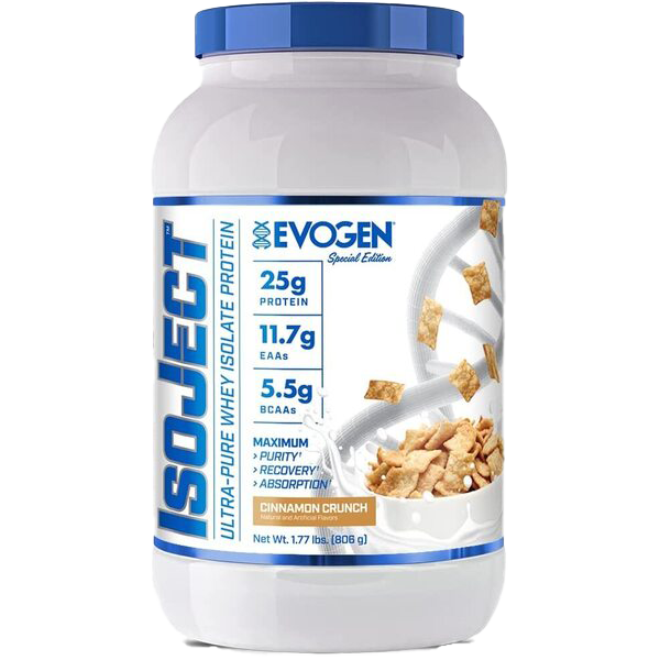 Evogen IsoJect Cinnamon Crunch Whey Protein Powder - 806g for Muscle Recovery & Post-Workout Nutrition | Delicious Cinnamon Flavor for Shakes & Smoothies