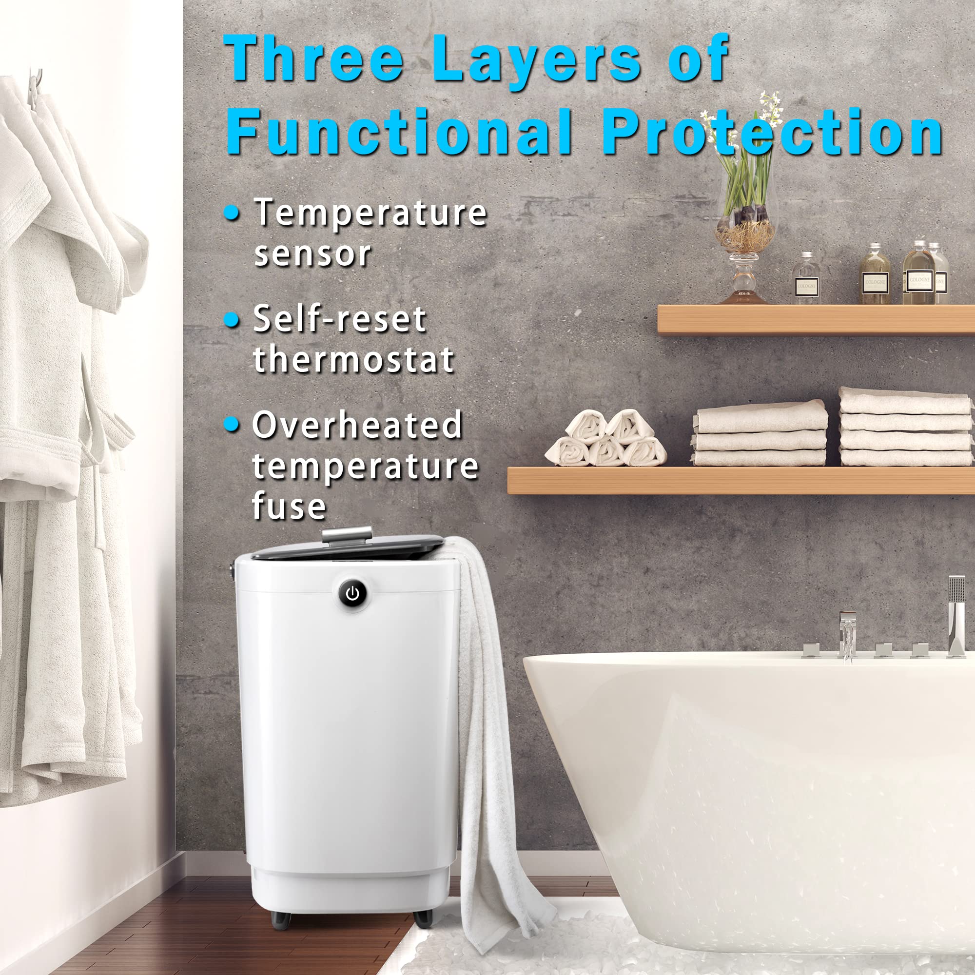Luxury Large Spa Towel Warmer Bucket for Bathroom - Heats Towels in 10 Minutes - Fits 2 Oversized Towels, Bathrobes & Blankets - Gray - Perfect for Home Spa, Hotels & Relaxation