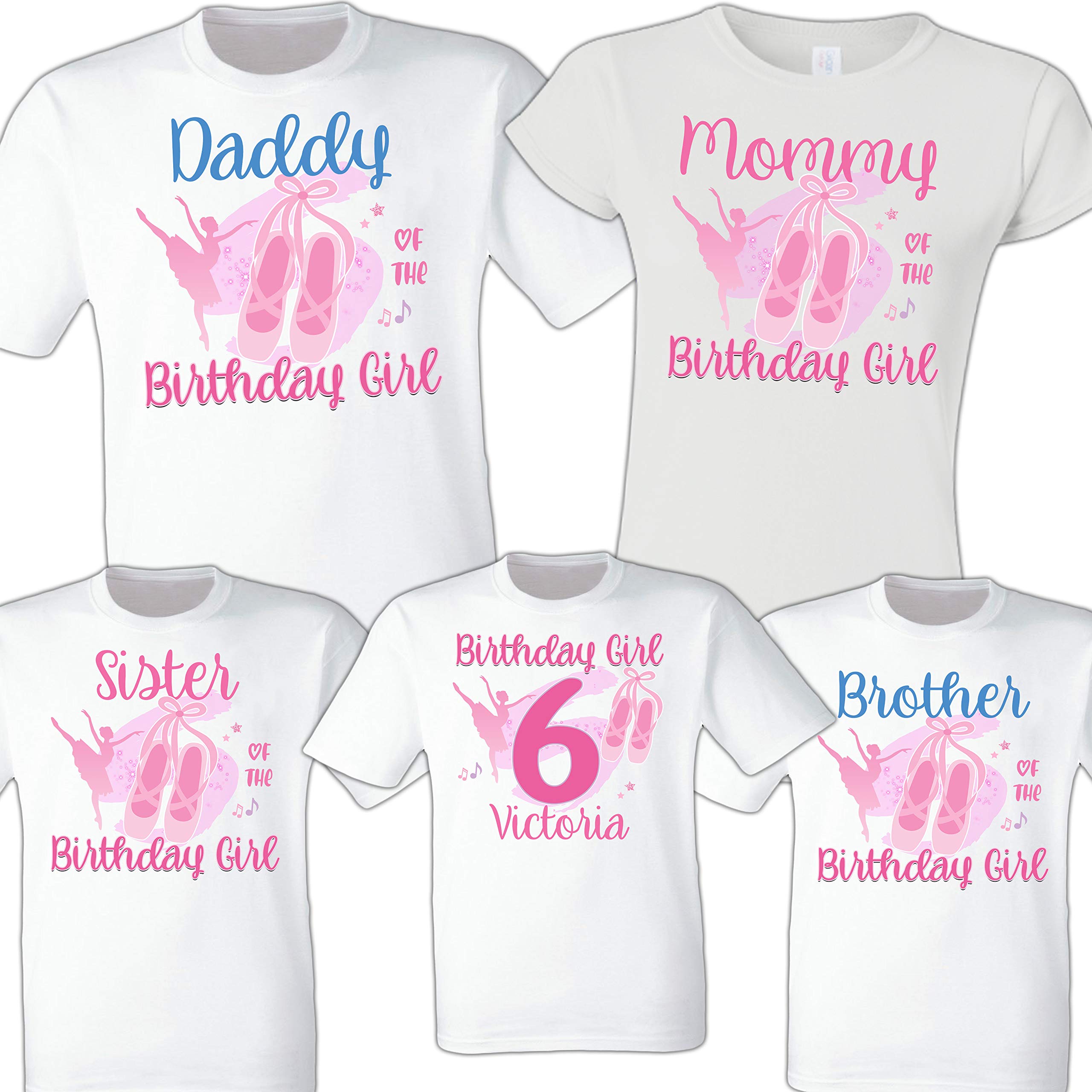 Custom Ballerina Birthday Shirt for Girls - Matching Family Ballet Party Outfits - Princess Ballerina Dance Costume for Birthday Celebrations & Dance Recitals