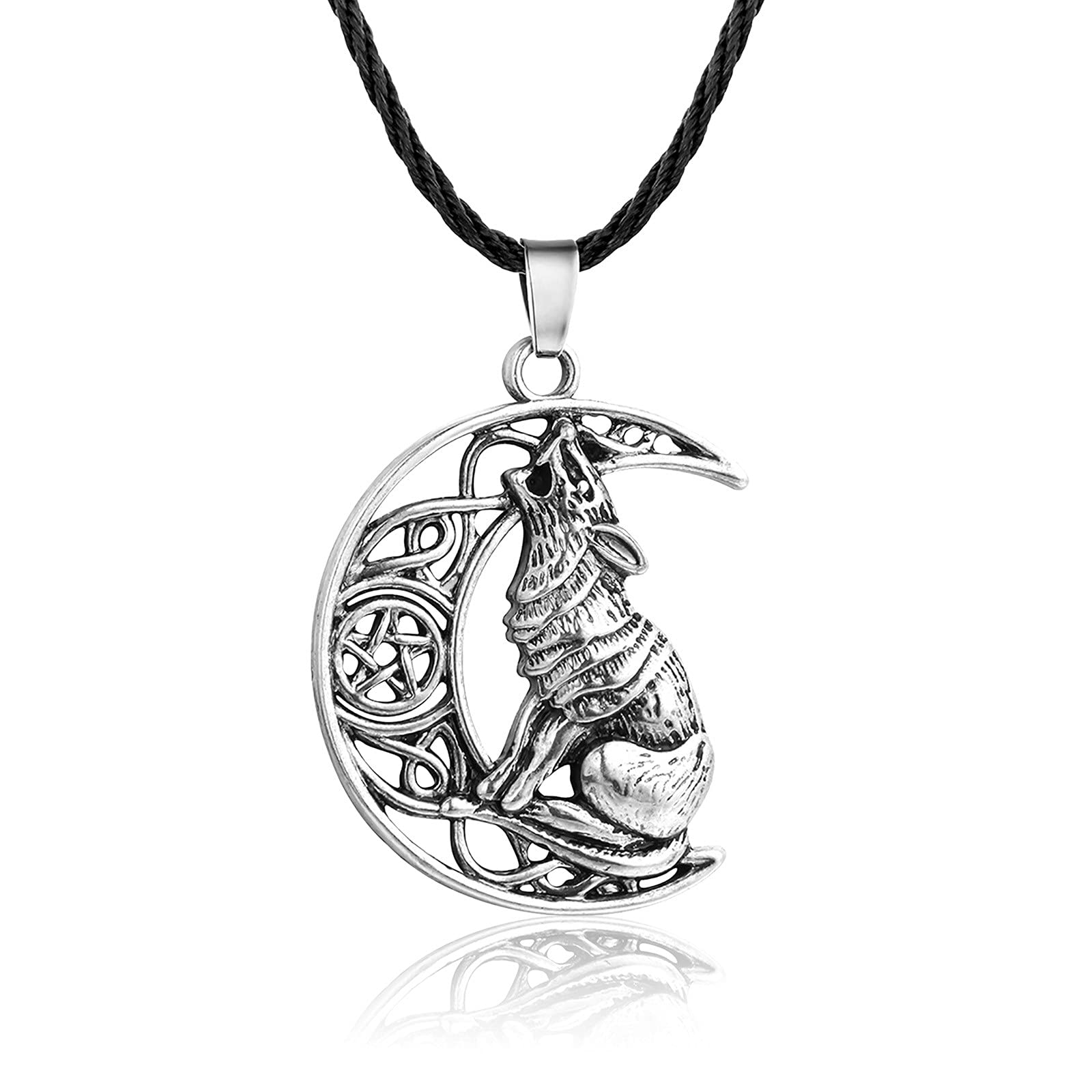 Elegant Women's Moon & Wolf Pendant Necklace - Adjustable Choker for Women & Men - Perfect for Casual Wear, Parties & Gifts (One Size)