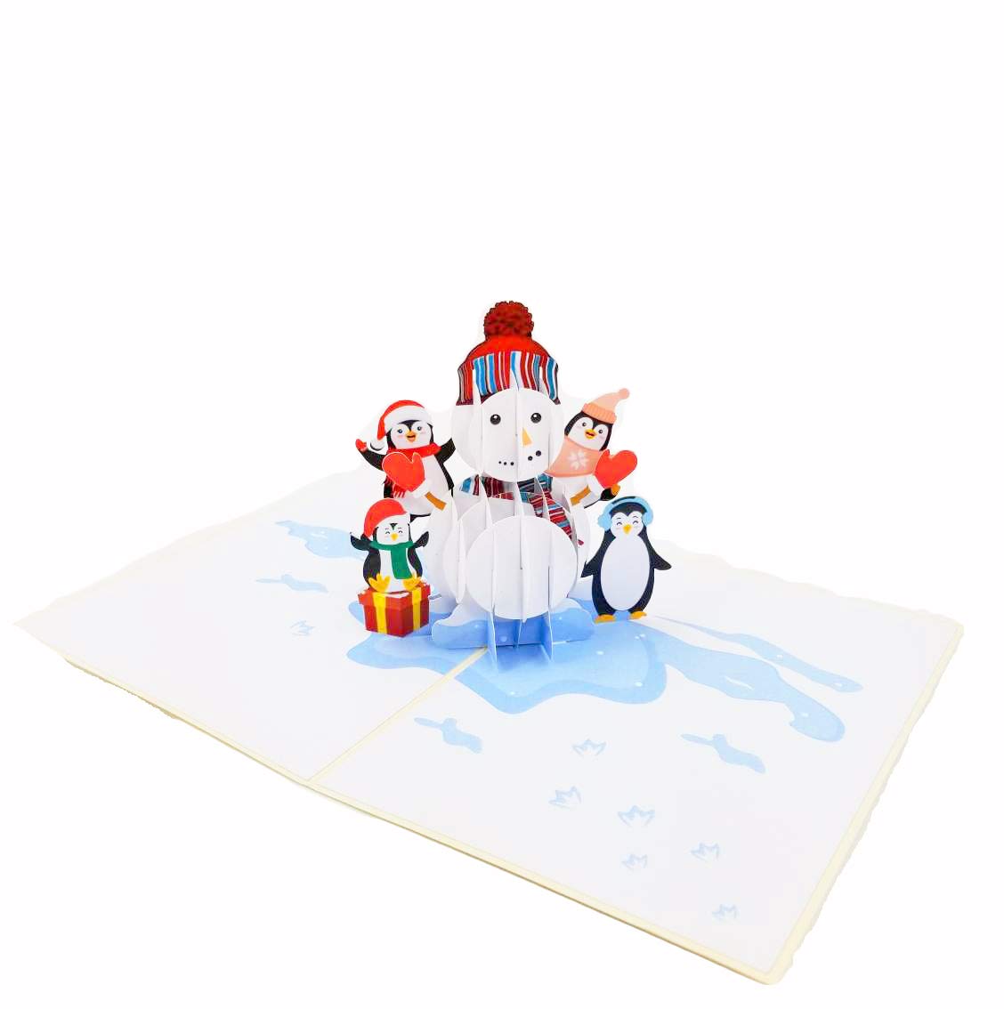 Snowman & Penguin Pop-Up Christmas Card - Holiday & Birthday Greeting Card for Family (Son, Daughter, Grandkids, Parents) | Festive 3D Pop-Up Card for Christmas Celebrations & Special Occasions