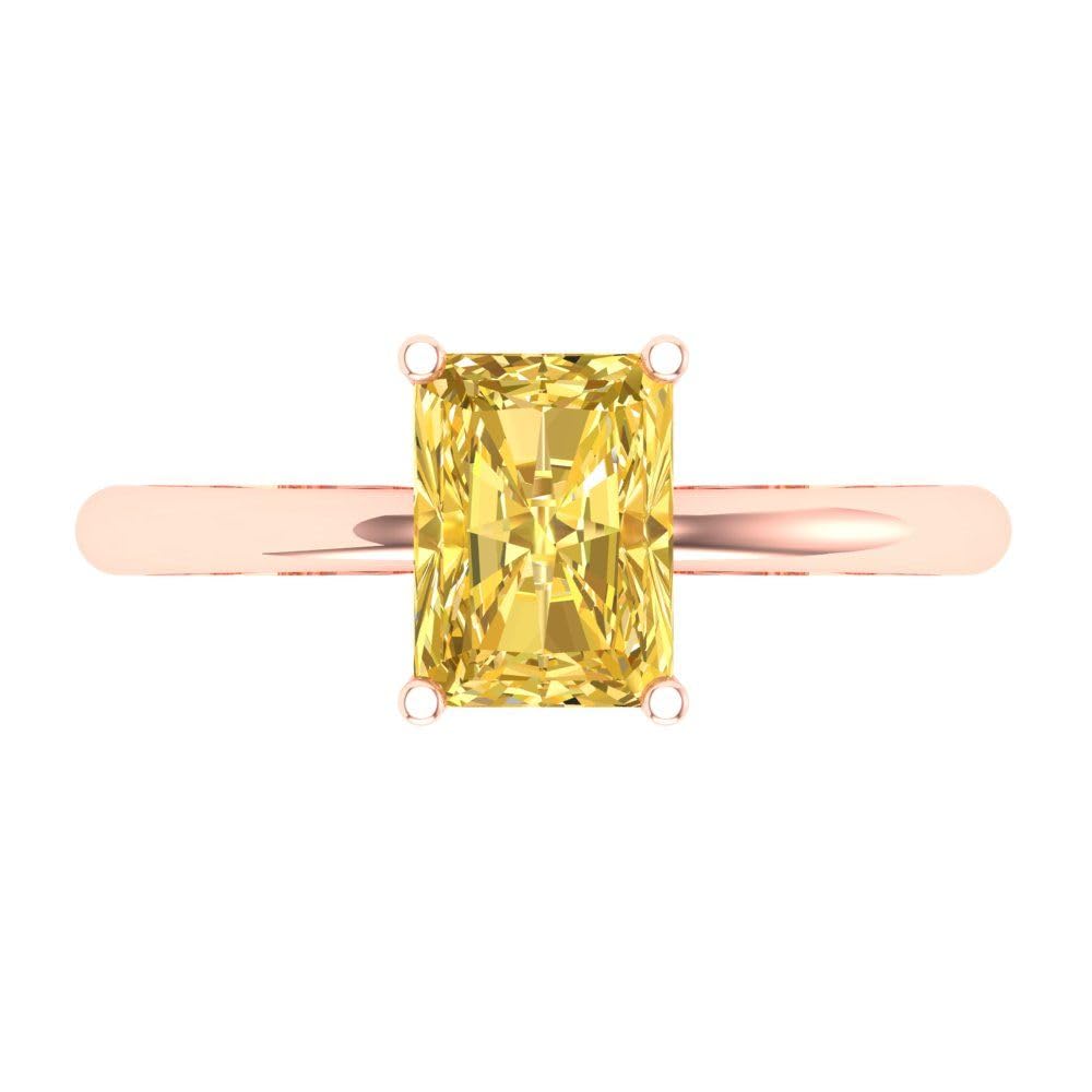 1.75ct Radiant Cut Solitaire Yellow Simulated Diamond Ring - 18K Rose Gold Engagement Wedding Bridal Promise Anniversary Jewelry for Women | Perfect for Proposals, Vow Renewals & Special Occasions