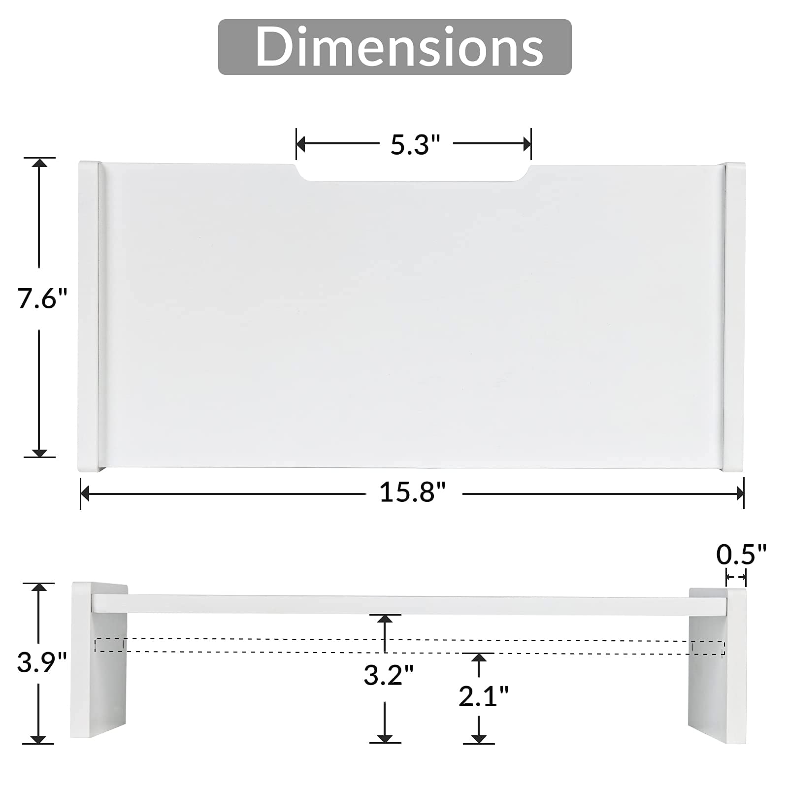 KINLINK 15.8 Inch Solid Wood Monitor Stand Riser - Adjustable Height Computer Desk Organizer for iMac, PC, Laptop & Printer - Ergonomic Workspace Solution for Home & Office (White) - Perfect for Reducing Neck Strain & Organizing Cables