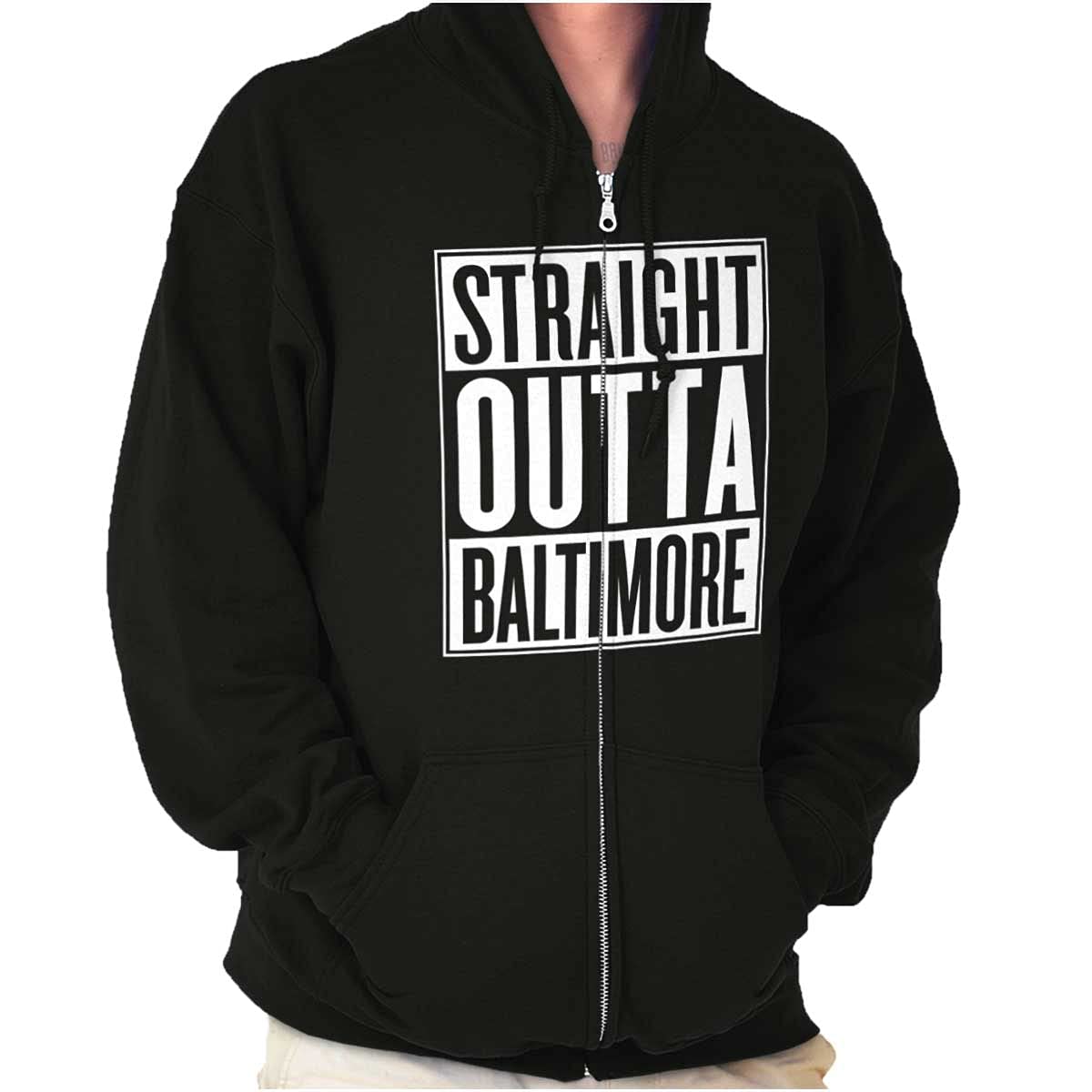 Straight Outta Baltimore Maryland Zip Up Hoodie for Men & Women - Stylish Unisex Pullover for Casual Wear & Street Fashion