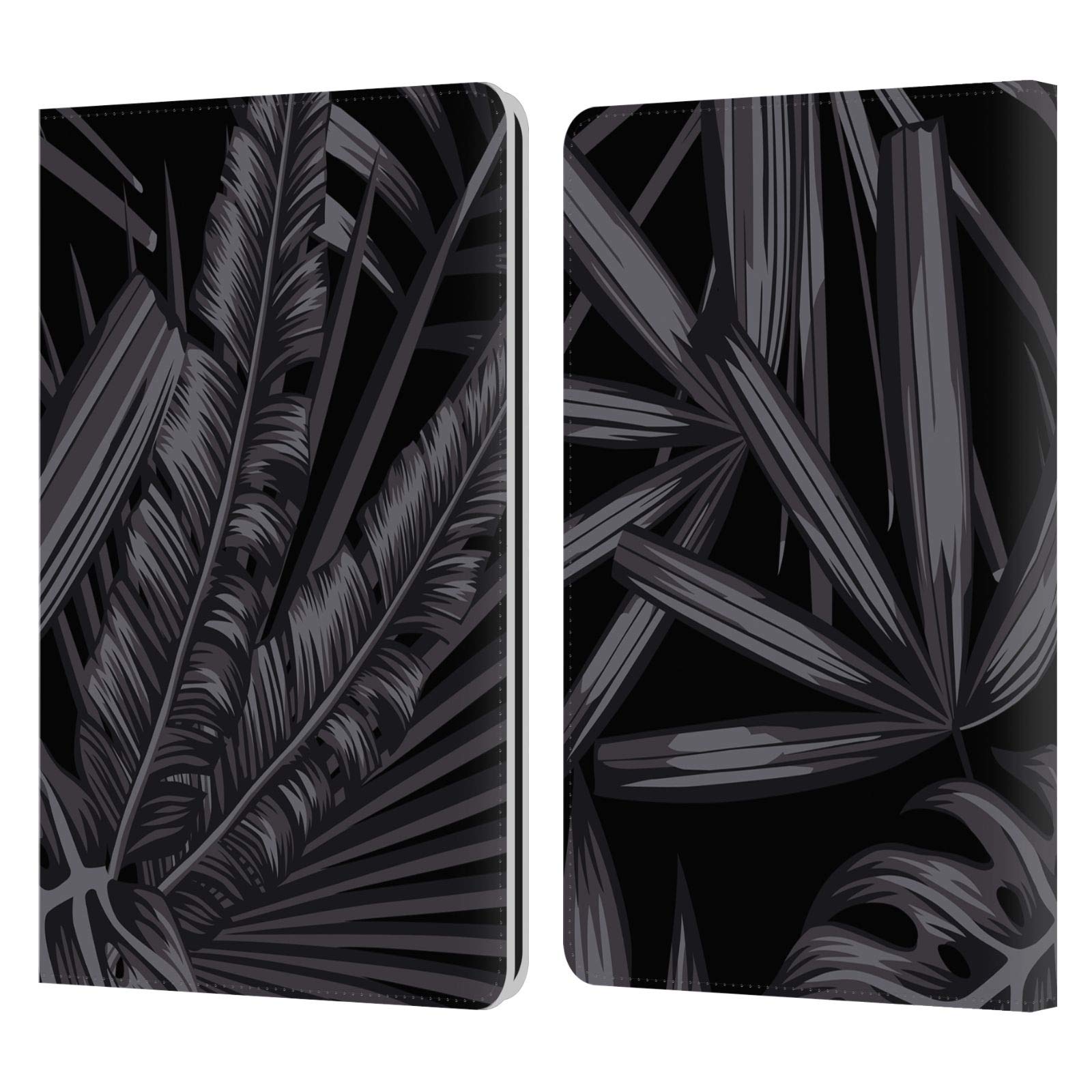Head Case Designs Officially Licensed Haroulita Dark Exotic Leaves Black & White Leather Book Wallet Case - Compatible with Kindle Paperwhite 1/2/3 - Perfect for Reading, Travel & Gift Giving