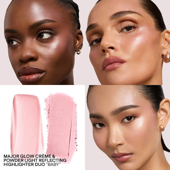 Patrick Ta Major Glow Duo - Cream & Powder Highlighter for a Radiant Glow | Perfect for Contouring & Everyday Makeup