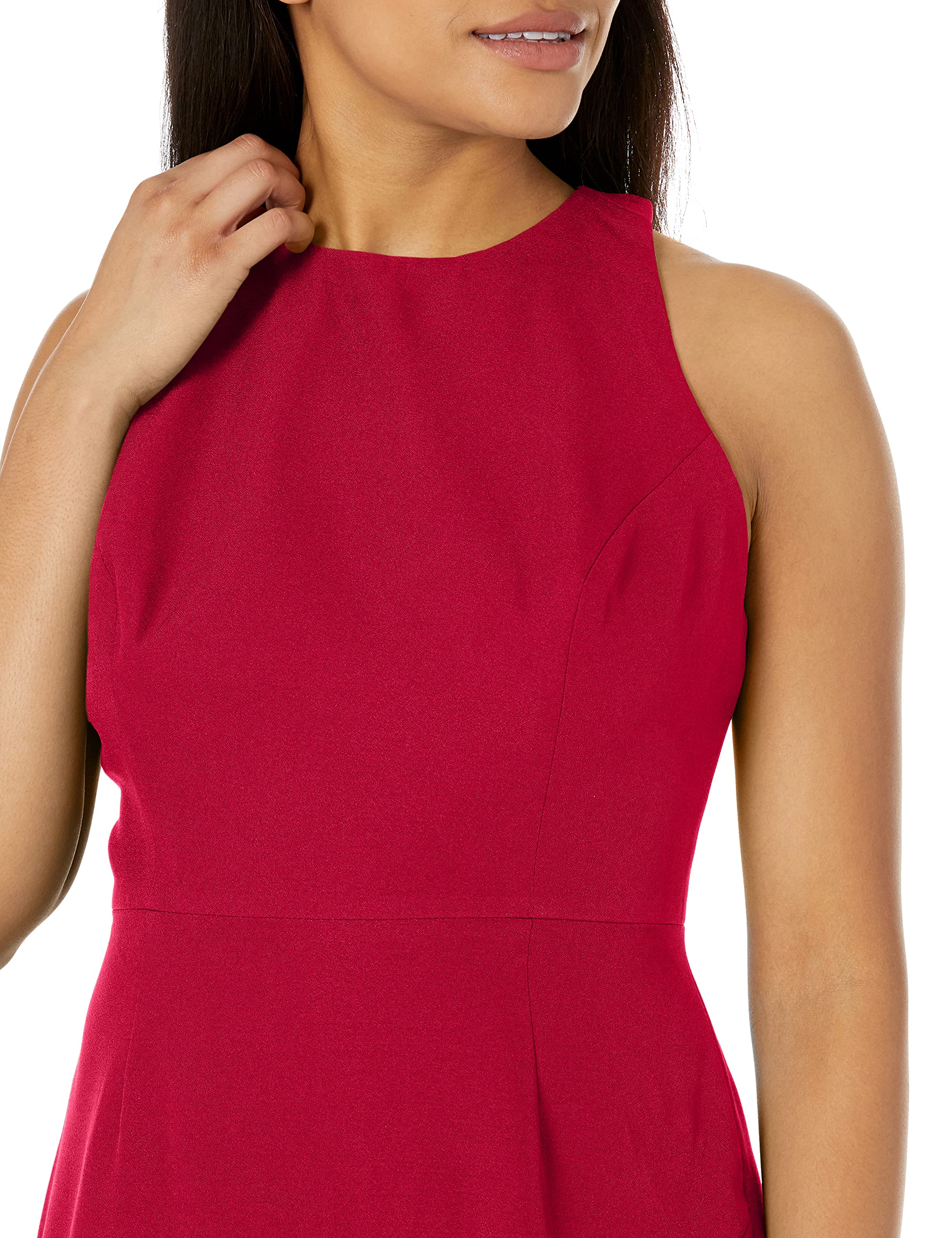 Dress the Population Women's Emme High Neck Tie Back Bodycon Midi Dress - Elegant Slim Fit Formal & Cocktail Party Attire for Evening Events
