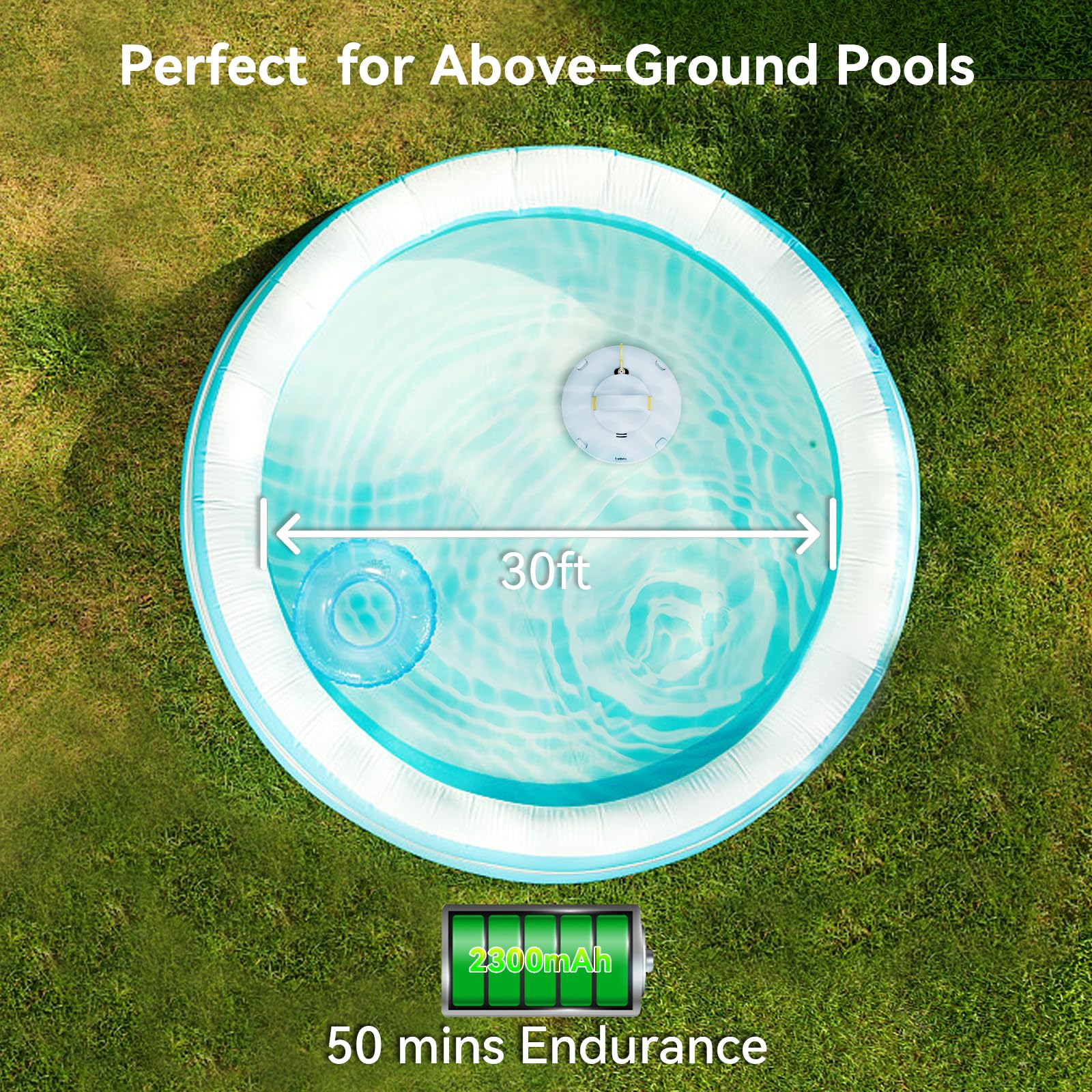 Automatic Cordless Robotic Pool Cleaner for Above Ground Pools - Dual-Drive Motors & Water Sensor Technology - Rechargeable Battery for Flat Bottom Pools up to 35ft (Yellow) - Perfect for Weekly Pool Maintenance & Seasonal Cleaning