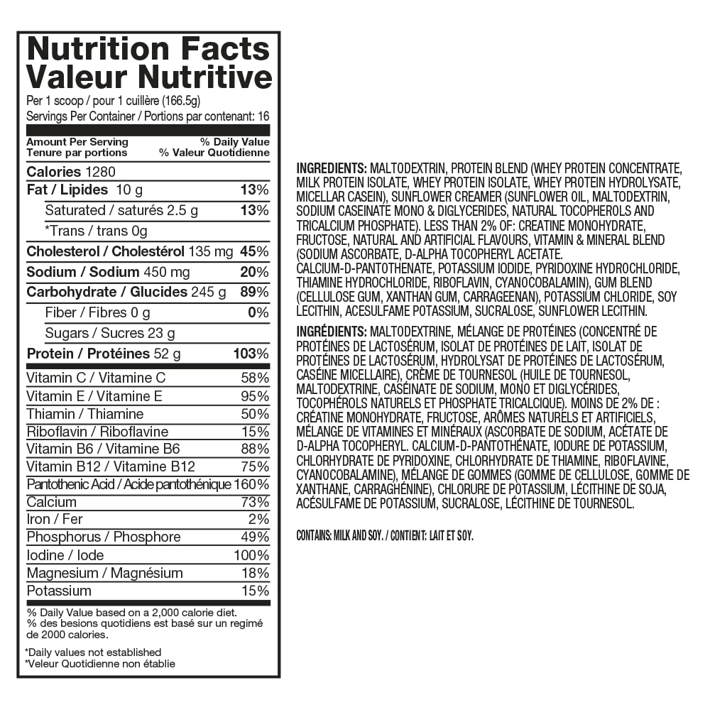 Dymatize Super Mass Gainer Protein Powder - Rich Chocolate Flavor | 52g Protein, 1g Creatine, 1280 Calories | Whey Protein, Isolate & Casein Blend | 10.7g BCAAs, 245g Carbs | 16 Servings | Ideal for Muscle Building, Weight Gain & Post-Workout Recovery