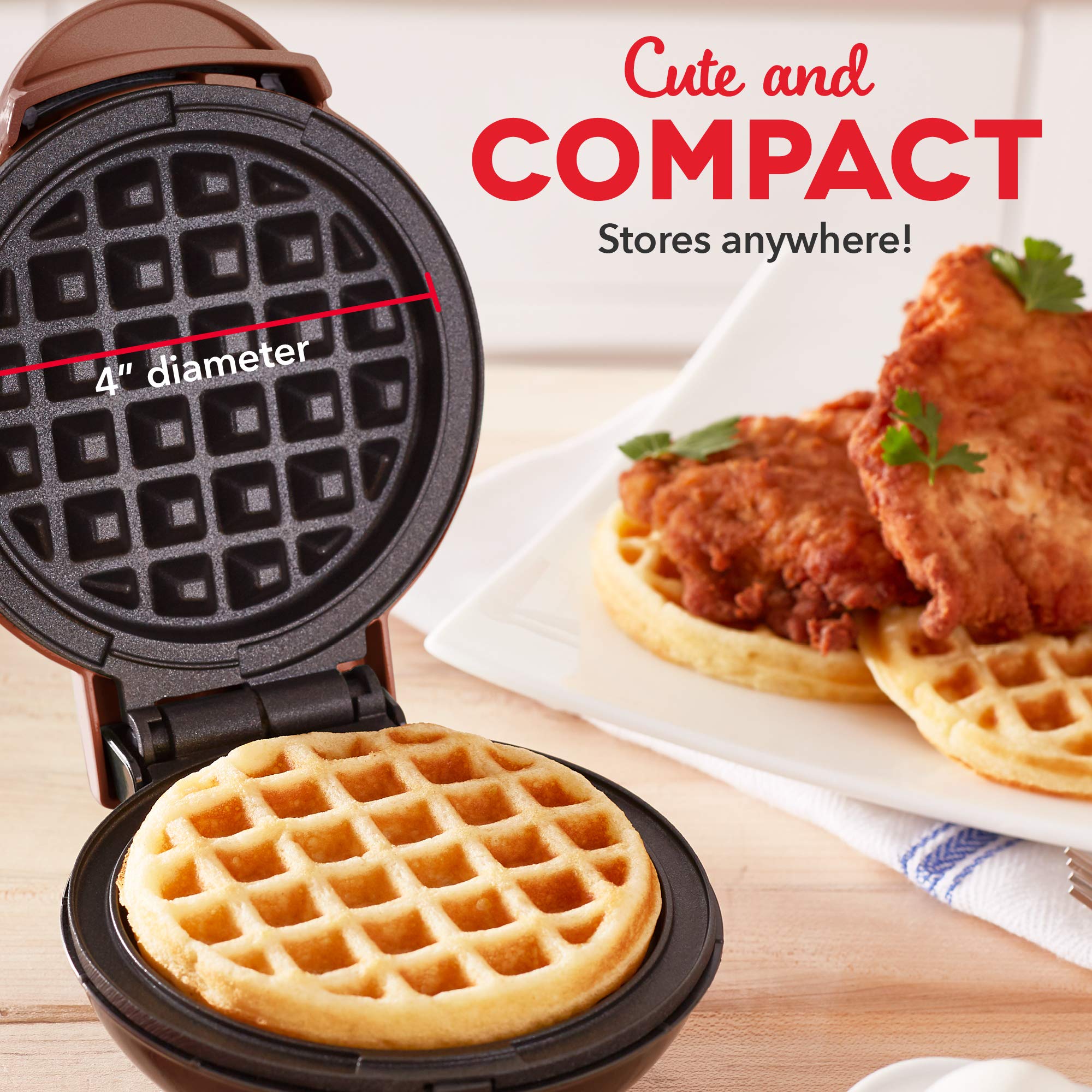 DASH Mini Waffle Maker for Individual Waffles, Hash Browns & Keto Chaffles - 4 Inch Non-Stick Electric Waffle Iron with Easy Clean Surface - Compact Waffle Machine for Breakfast, Snacks & Keto Diet (Orange Leopard Print)