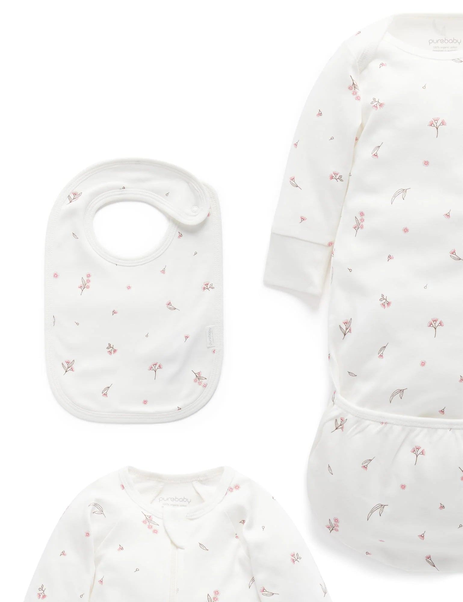Purebaby Organic Essentials Hospital Bag - Vanilla Blossom Baby Care Set | Newborn Must-Haves for Mom & Baby | $120 Value | Perfect for Hospital Stay & Baby Shower Gifts