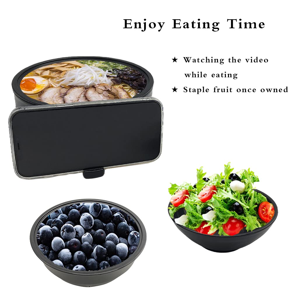 33oz Microwave Ramen Cooker Bowl Set with Chopsticks - Instant Noodles Bowl for College Dorm & Apartment - Fast Cooking, Dishwasher Safe (Black) - Perfect for Quick Meals, Late Night Snacks & Office Lunches