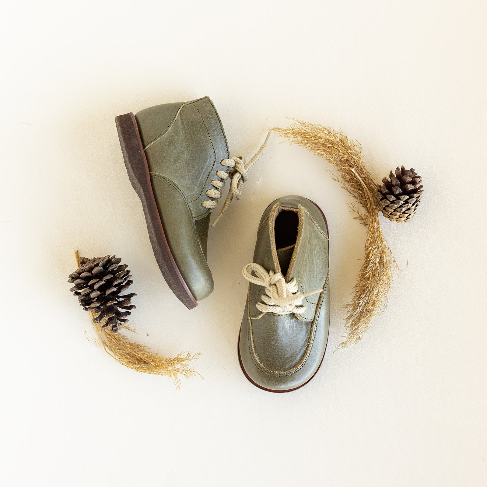 Pine Green Antigua Kids Leather Boots - Waterproof & Comfortable for Outdoor Play, Hiking, and Winter Wear