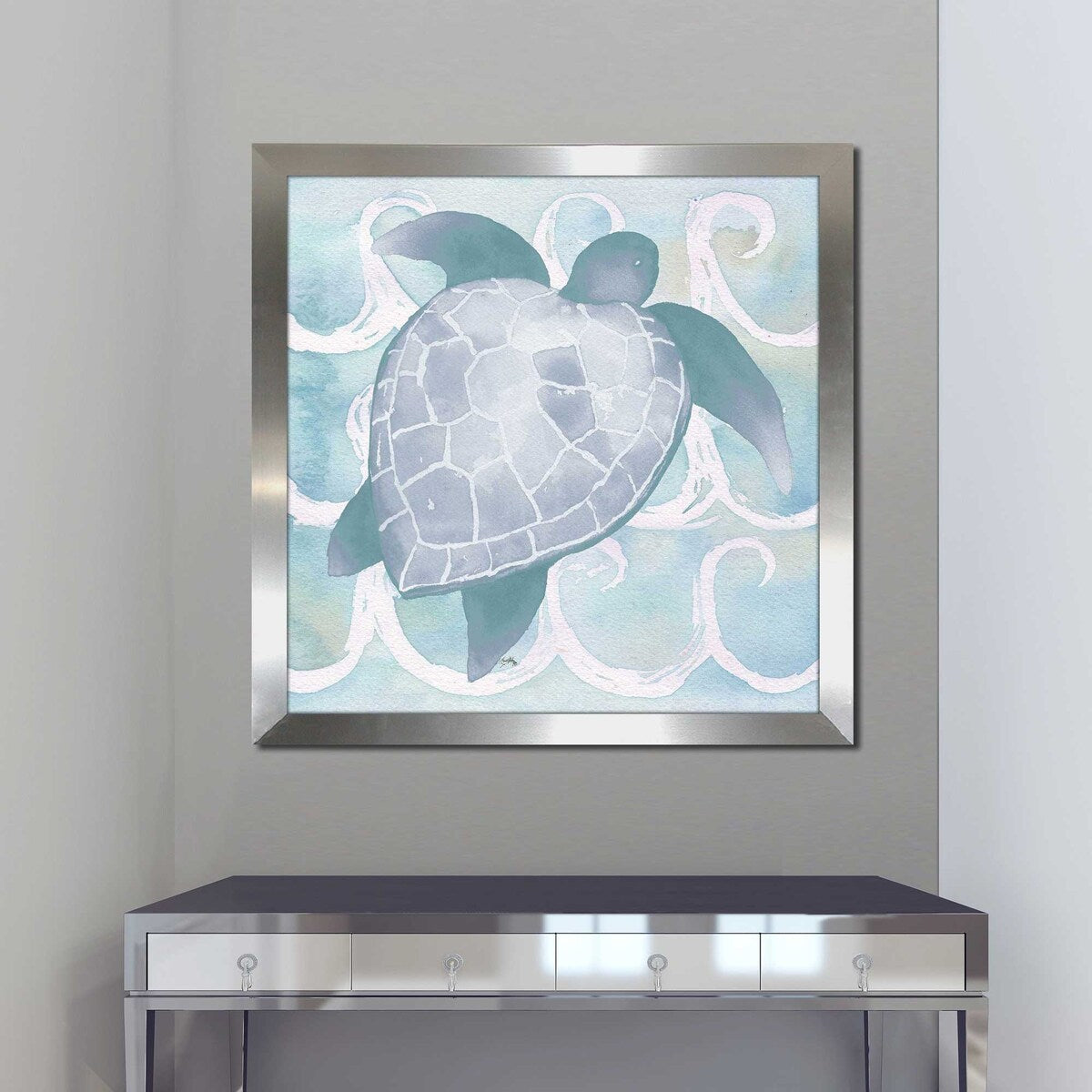 Azure Sea Creatures II Square Acrylic Wall Art Print - Perfect for Beach House Decor, Ocean Theme Bedroom & Coastal Living Room