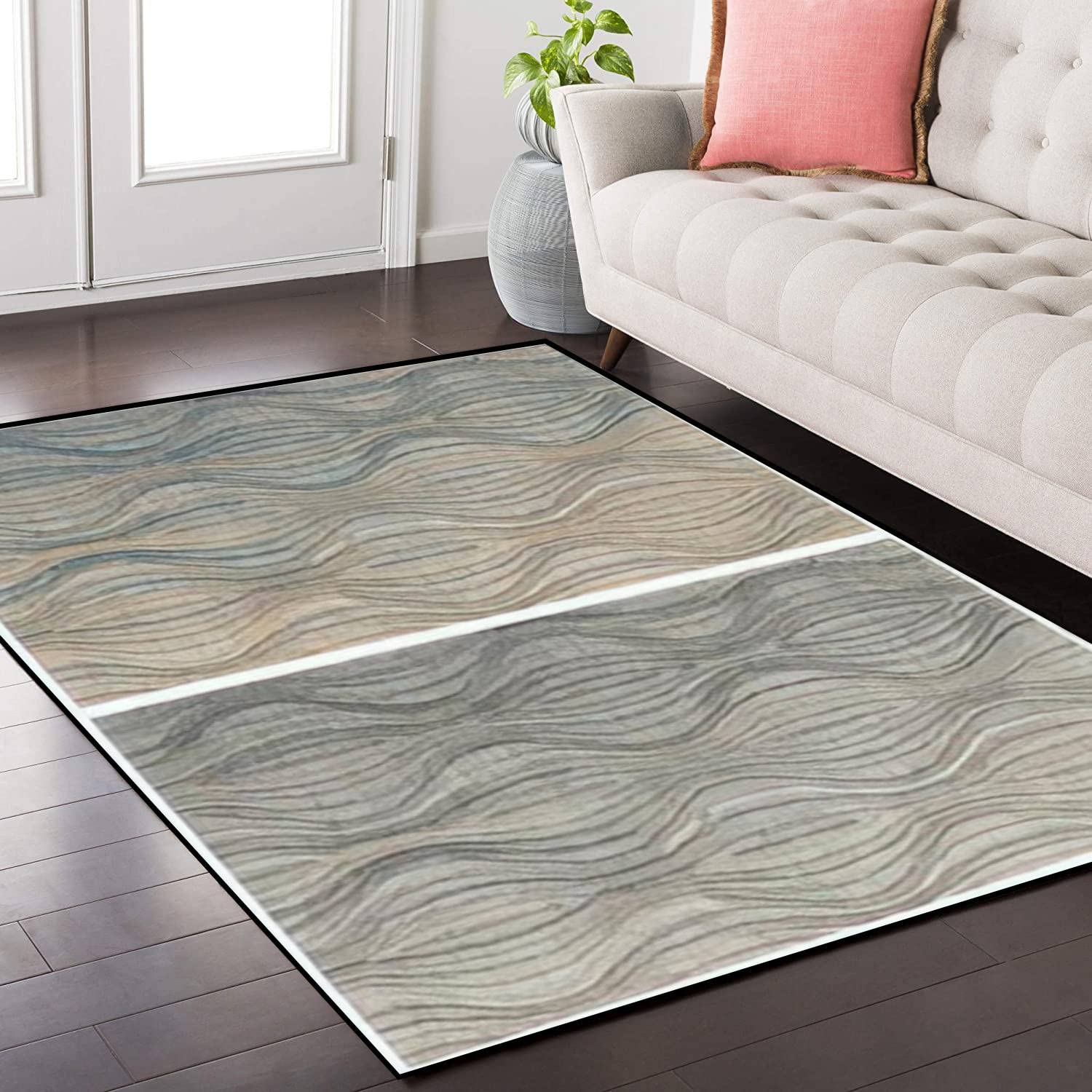 Distressed Woven Non-Slip Area Rugs - Soft Ethnic Design Carpet for Indoor & Outdoor Use - Perfect for Living Room, Bedroom, Bathmat, Yoga Mat & Home Decor