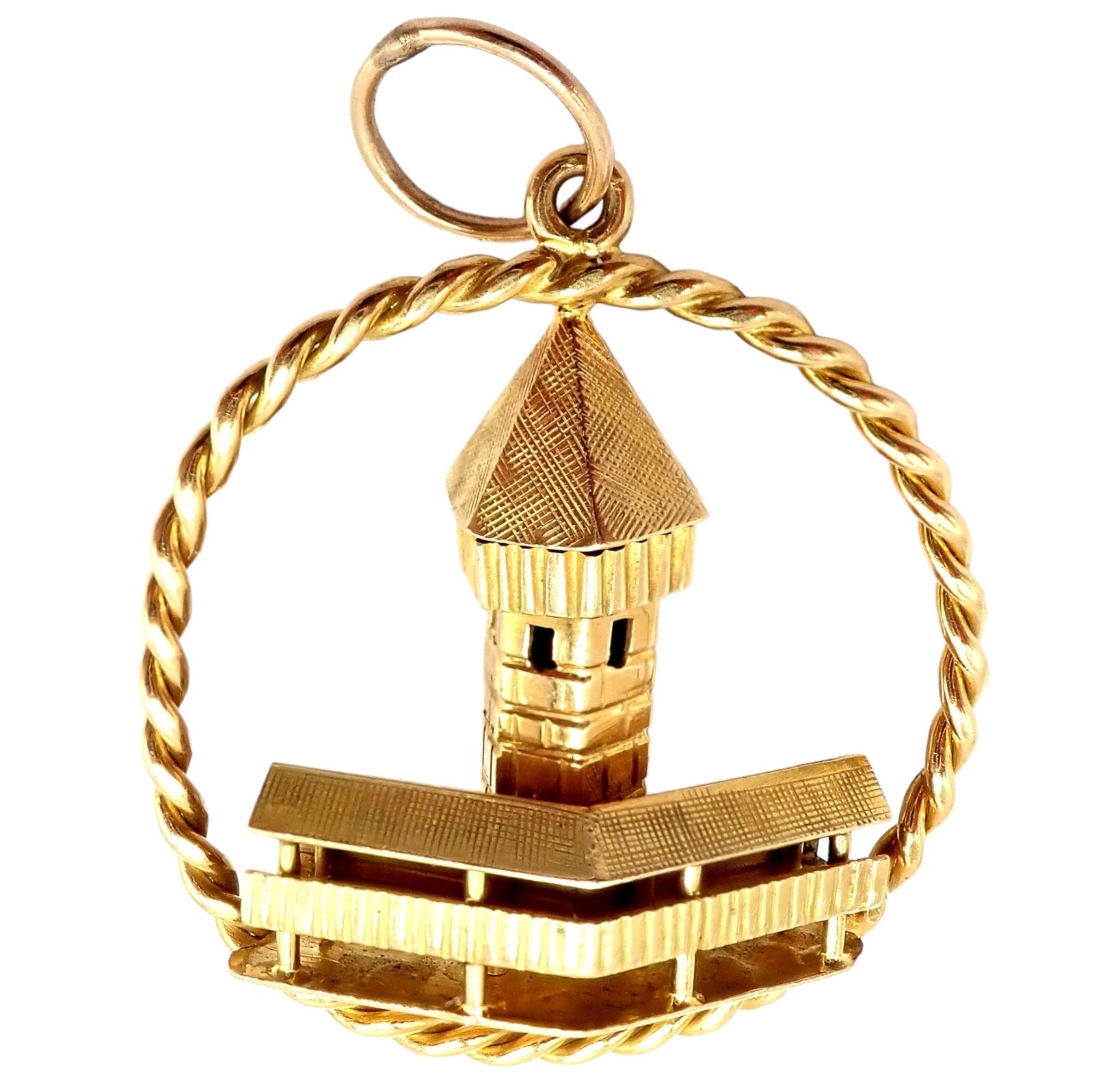 Vintage Gubelin 18k Yellow Gold Tower Charm Pendant - Rare Collectible Jewelry for Necklace Layering & Gift Giving