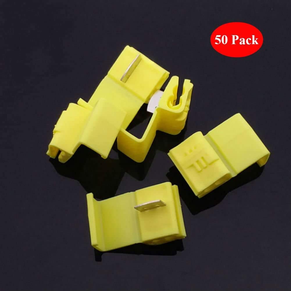 AKOAK 50 Pack 12-10 Gauge Yellow Solderless Quick Splice Wire Connectors - Electrical Tap Connectors for Automotive, Marine, and Home Wiring Applications