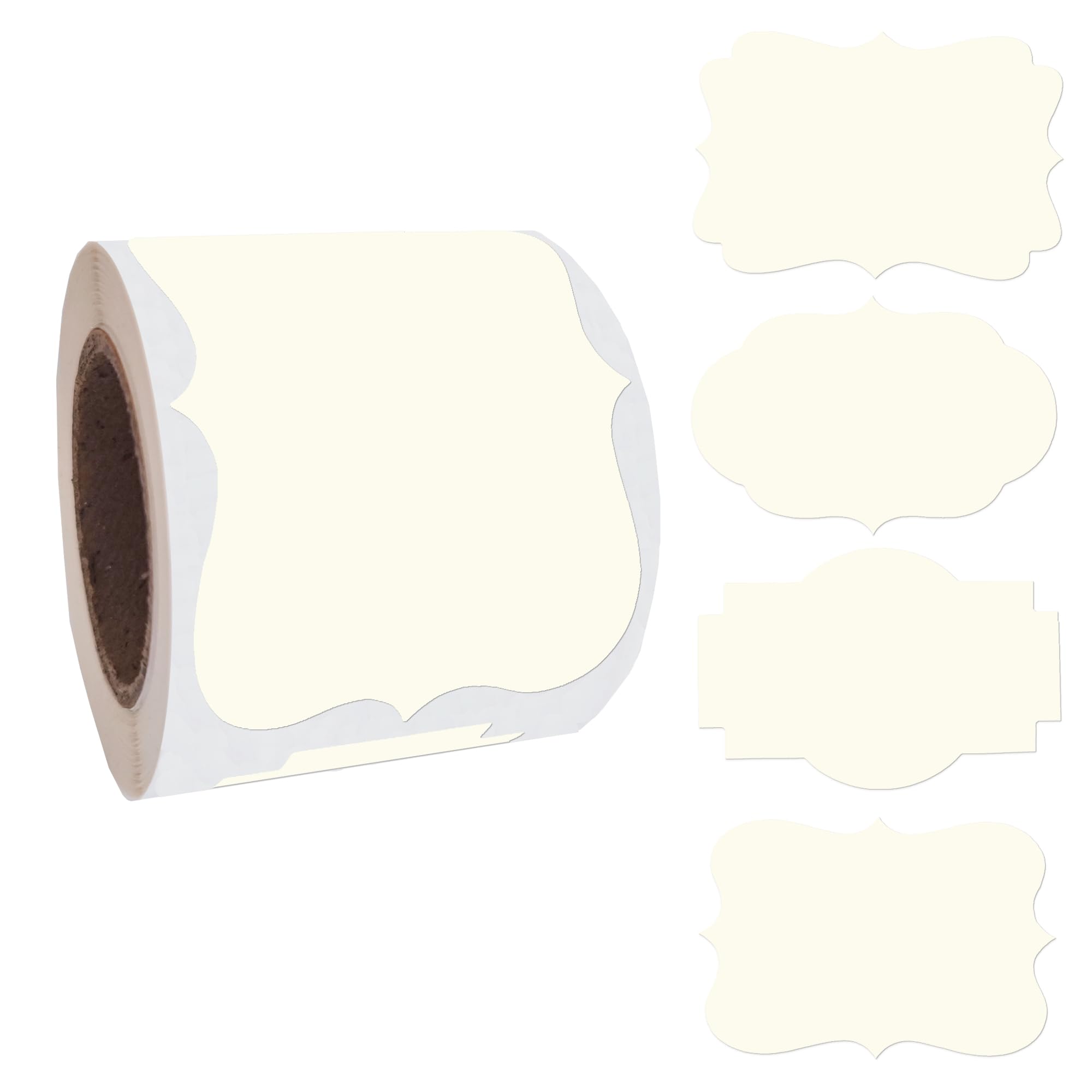 200PCS Fancy Shape Stickers Labels for Essential Oil Bottles, Food Jars & Holiday Decorations - Christmas Gift Tags, Cream Color Stickers for DIY Crafts & Home Organization