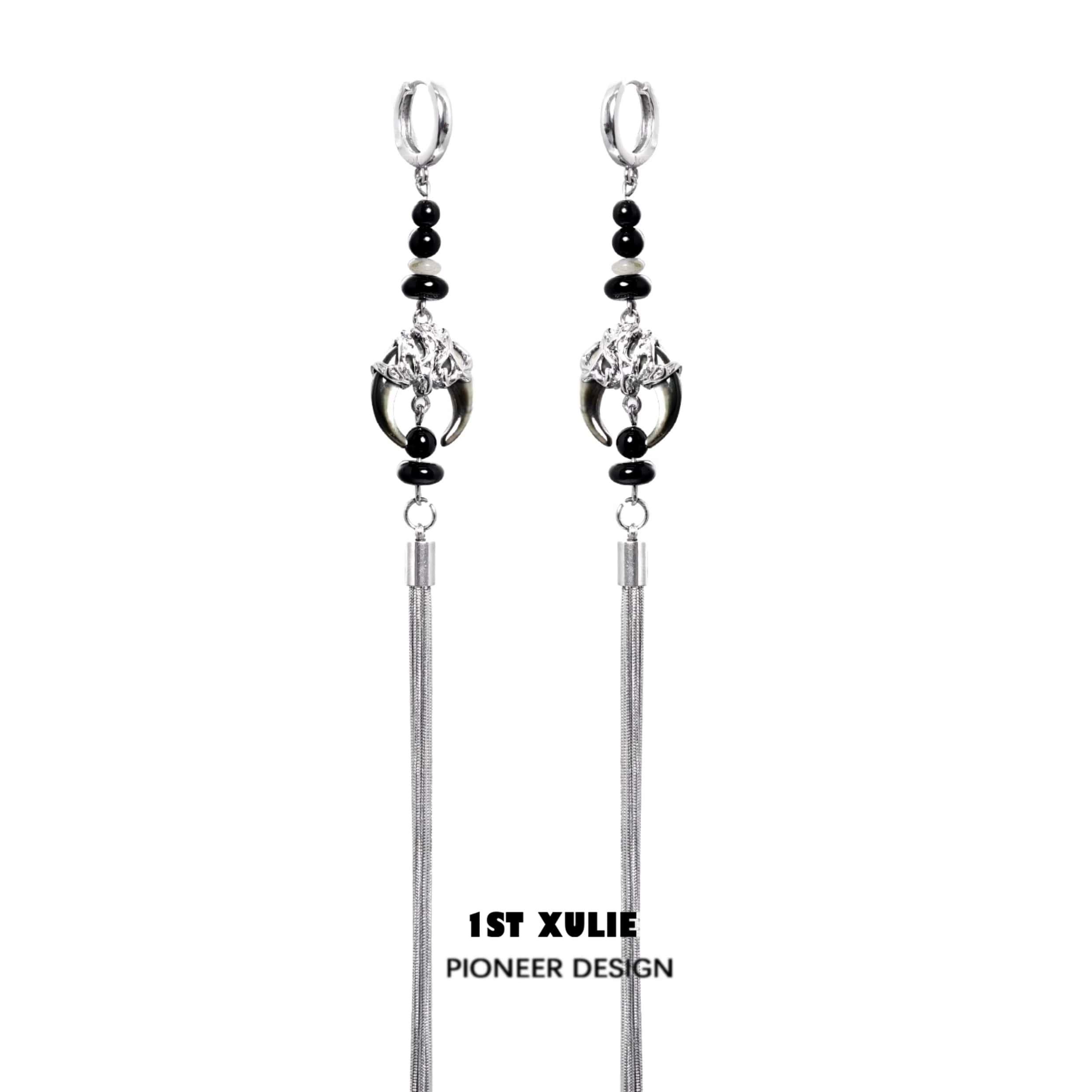 MYTH OF THE MOON S925 Sterling Silver 18K Gold Plated Agate Tassel Drop Earrings for Women - Elegant Boho Jewelry Gift for Party, Wedding & Special Occasions