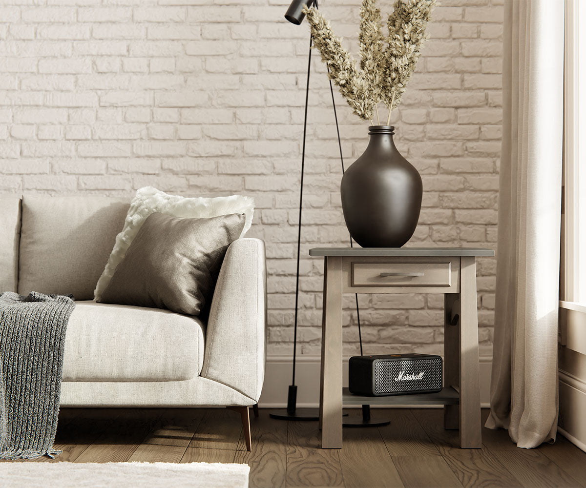 Bow Madison End Table - Modern Side Table for Living Room, Bedroom & Office - Small Accent Table with Sturdy Metal Base & Wooden Top - Perfect for Coffee, Books & Decor