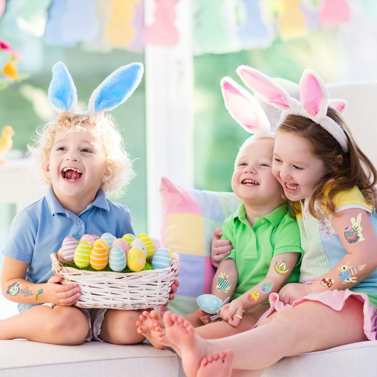Glow-in-the-Dark Easter Temporary Tattoos for Kids - 24-Pack Fun Luminous Stickers, Easter Basket Stuffers, Party Favors & Gift Fillers - Perfect for Easter Egg Hunts, Classroom Rewards & Spring Celebrations