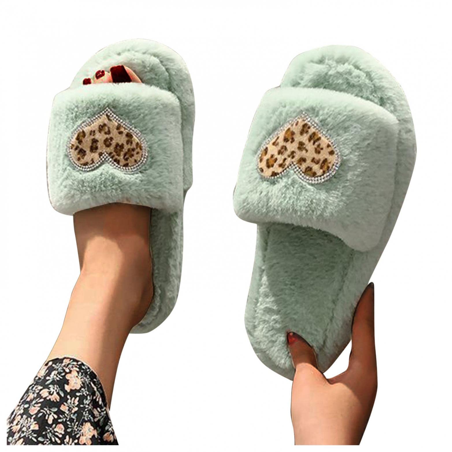 Women's Non-Slip Plush Fuzzy Slippers - Breathable Indoor/Outdoor Winter House Shoes for Comfort & Warmth | Perfect for Lounging, Home Wear & Quick Outdoor Errands