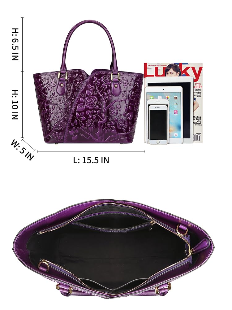 PIJUSHI Women's Floral Print Designer Handbags - Elegant Top Handle Satchel Purse for Work, Travel & Everyday Use