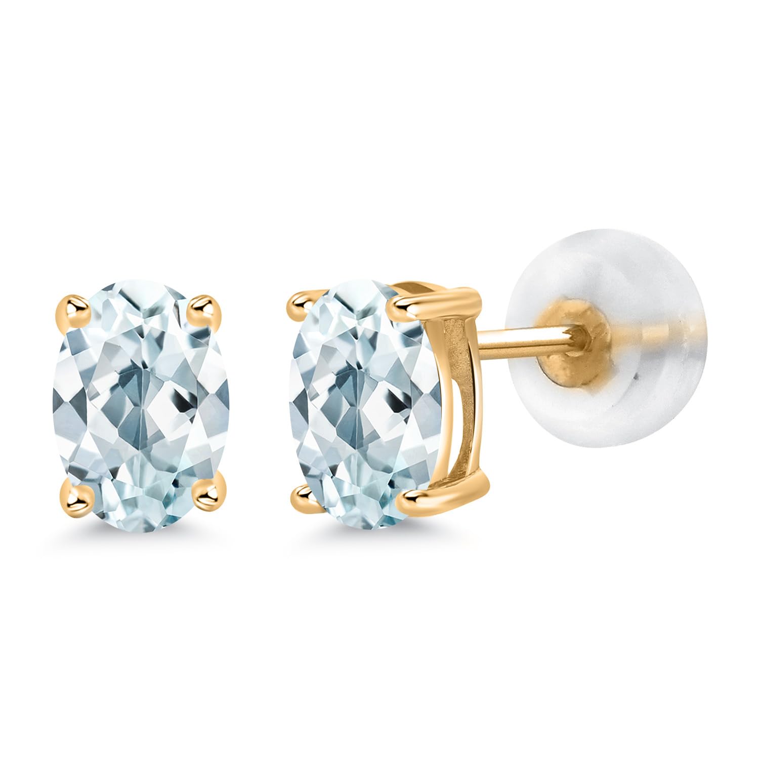 14K Gold Oval Gemstone Stud Earrings for Women & Men | 6x4mm Birthstone Jewelry | Perfect Gift for Mom, Wife, Her | Elegant Fine Jewelry for Everyday Wear & Special Occasions