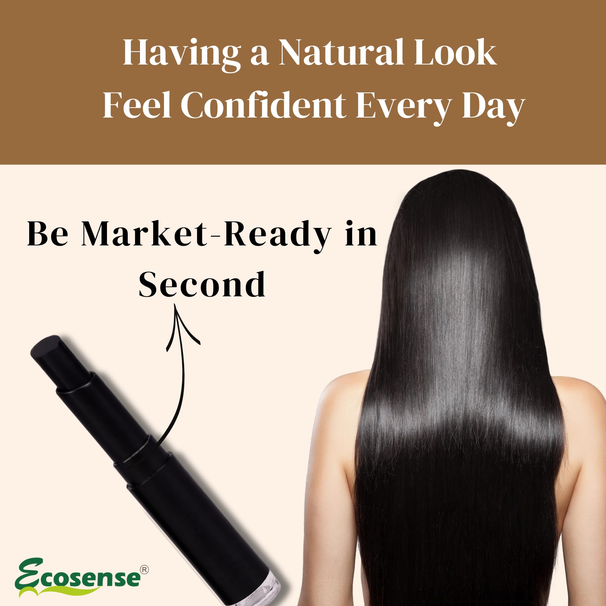 Ecosense Temporary Hair Root Touch Up Stick - Instant Hair Shadow Cover for Thinning Hair, Quick & Easy Hairline Concealer for Men & Women | Perfect for Daily Use, Travel & Special Occasions