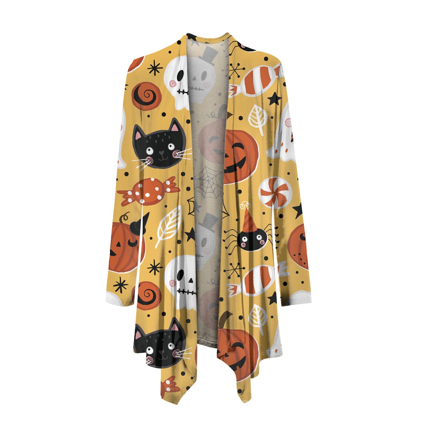 Women's Halloween Print Long Sleeve Cardigan Sweater - Cozy Casual Knit Jacket for Fall & Winter | Perfect for Parties, Office Wear and Everyday Outfits
