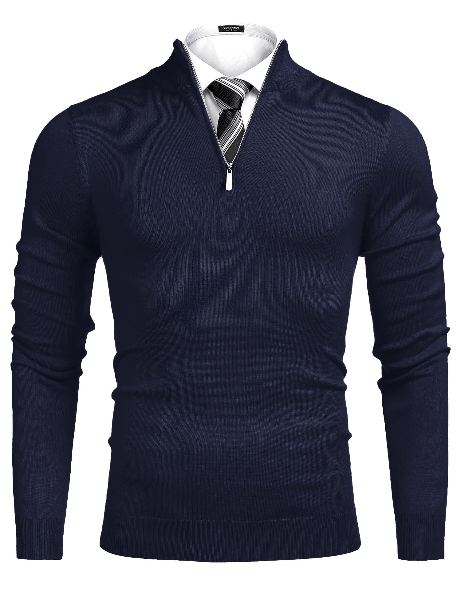 COOFANDY Men's Slim Fit Lightweight Quarter Zip Sweater - Mock Neck Pullover Casual Knit Top for Fall & Winter | Office, Travel, Outdoor Activities