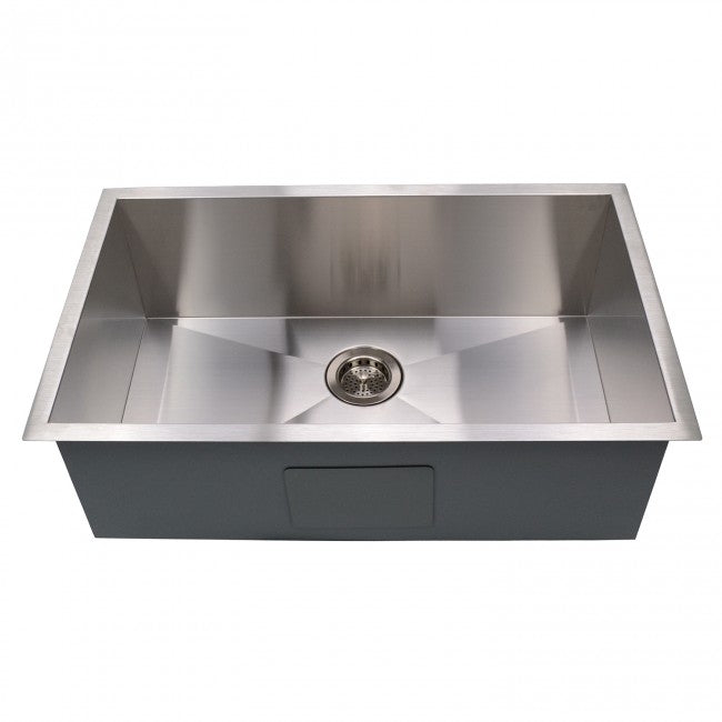 Premium Stainless Steel Undermount Kitchen Sink - 1 Bowl, No Holes, 30