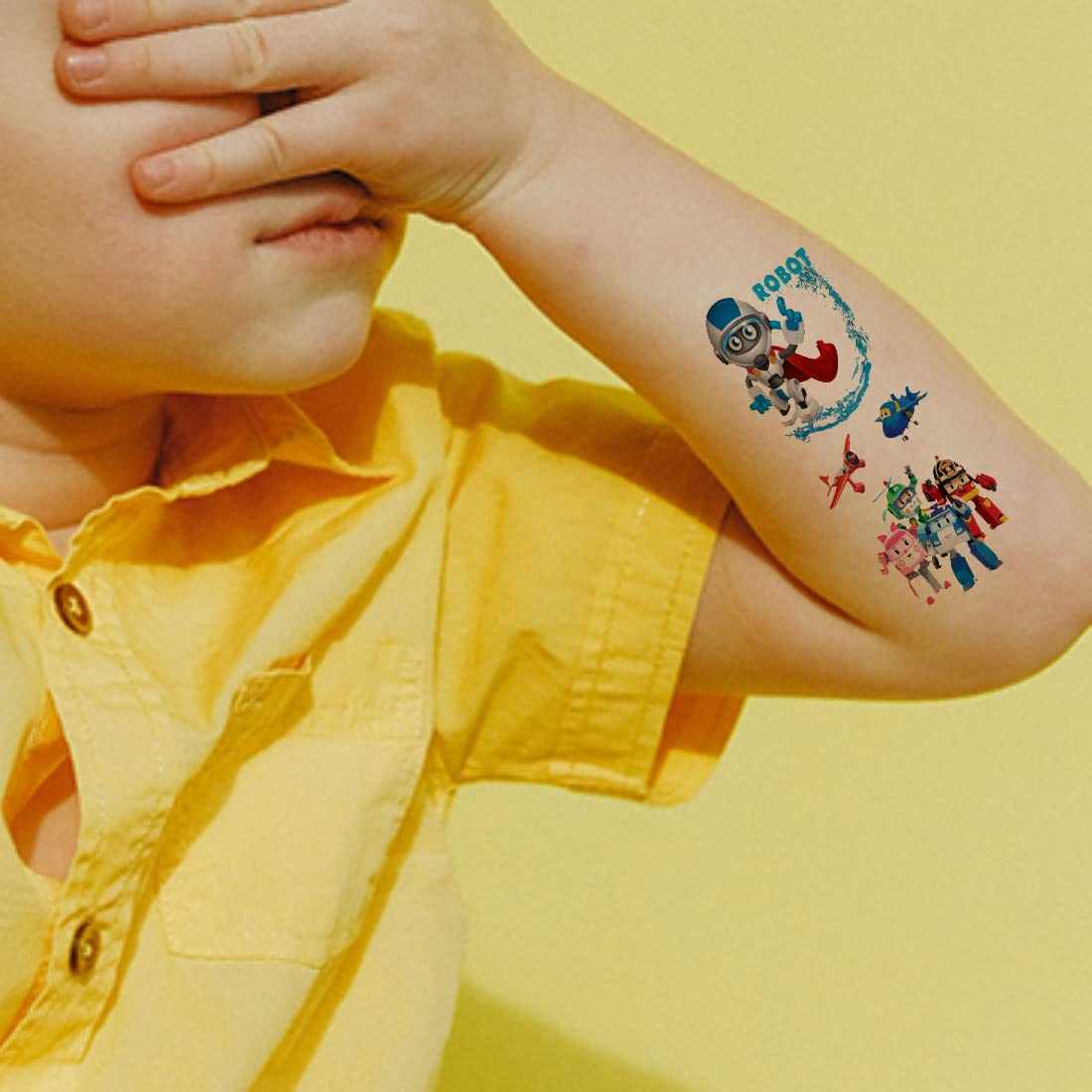 Robot Temporary Tattoos for Kids - Waterproof Fake Body Tattoos for Boys & Girls - Fun Party Favors & Costume Accessories