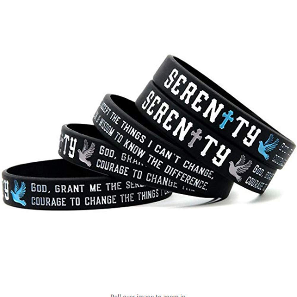 Serenity Prayer Bracelet - Bible Verse Silicone Wristband for Men & Women - Christian Gift for Baptism, Birthday & Daily Wear