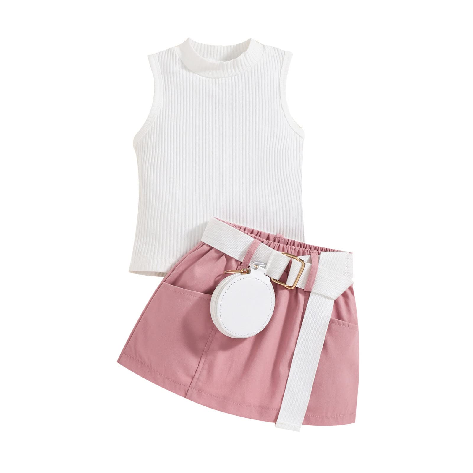 Adorable Twins Baby Outfits - Sleeveless Ribbed Vest & Skirt Set for Toddler Boys & Girls | Summer Baby Clothes Gift | Perfect for Matching Sibling Photos, Birthday Parties & Family Outings