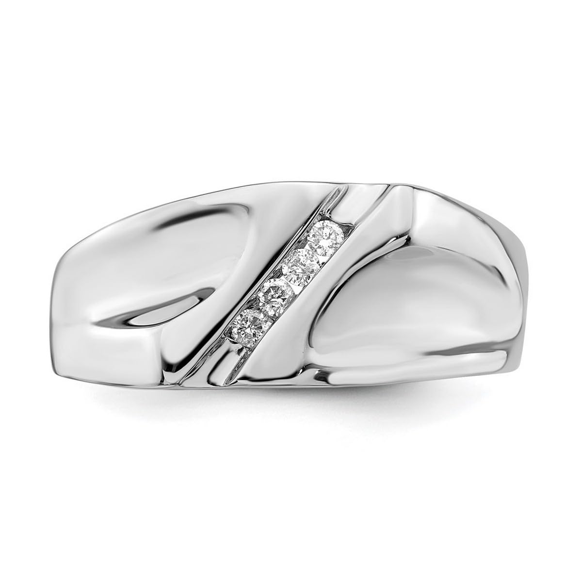 925 Sterling Silver Rhodium Plated Diamond Men's Ring - Polished Wedding Band for Him, Anniversary Gift, Engagement Jewelry for Boyfriend & Husband - Perfect for Proposals, Date Nights & Special Occasions