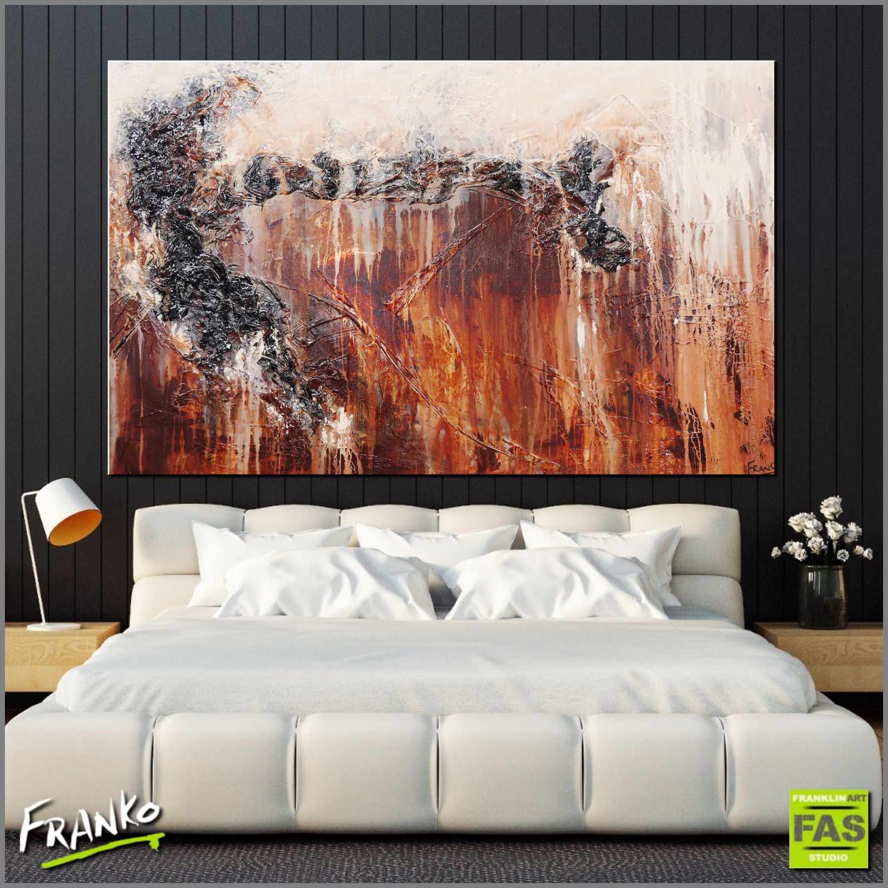160cm x 100cm Brown Abstract Leather Dunes Painting - Modern Wall Art for Living Room, Bedroom & Office Decor