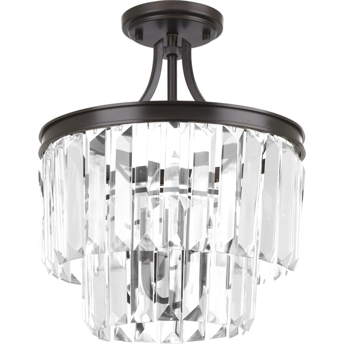 Glimmer Collection 3-Light Semi Flush Mount Ceiling Light Fixture - 15.5 Inch Convertible for Bedroom, Dining Room & Hallway Lighting