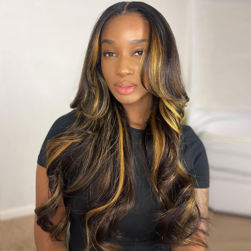 Eullair Pre-Colored Blue 99J Burgundy Layered Cut Body Wave Human Hair Wig with Curtain Bangs | Lace Front Wig for Women | Perfect for Cosplay, Daily Wear & Special Occasions