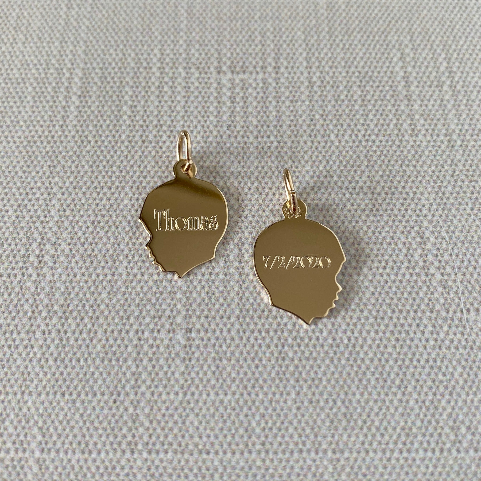 14K Yellow Gold Young Boy's Head Silhouette Charm Pendant - Elegant Kids Jewelry Gift for Birthdays & Special Occasions